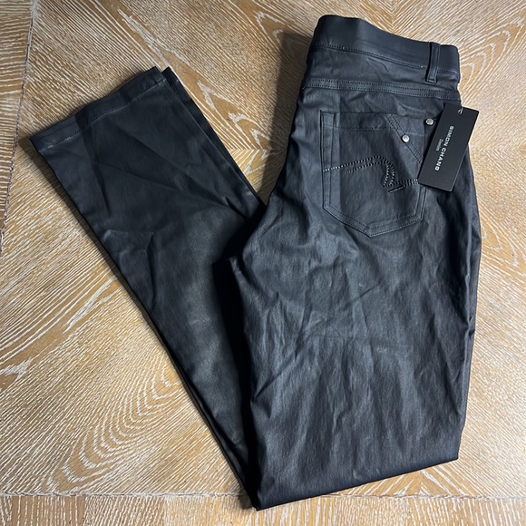 SIMON CHANG Dark Brown Coated Pant 8 - Picture 2 of 9